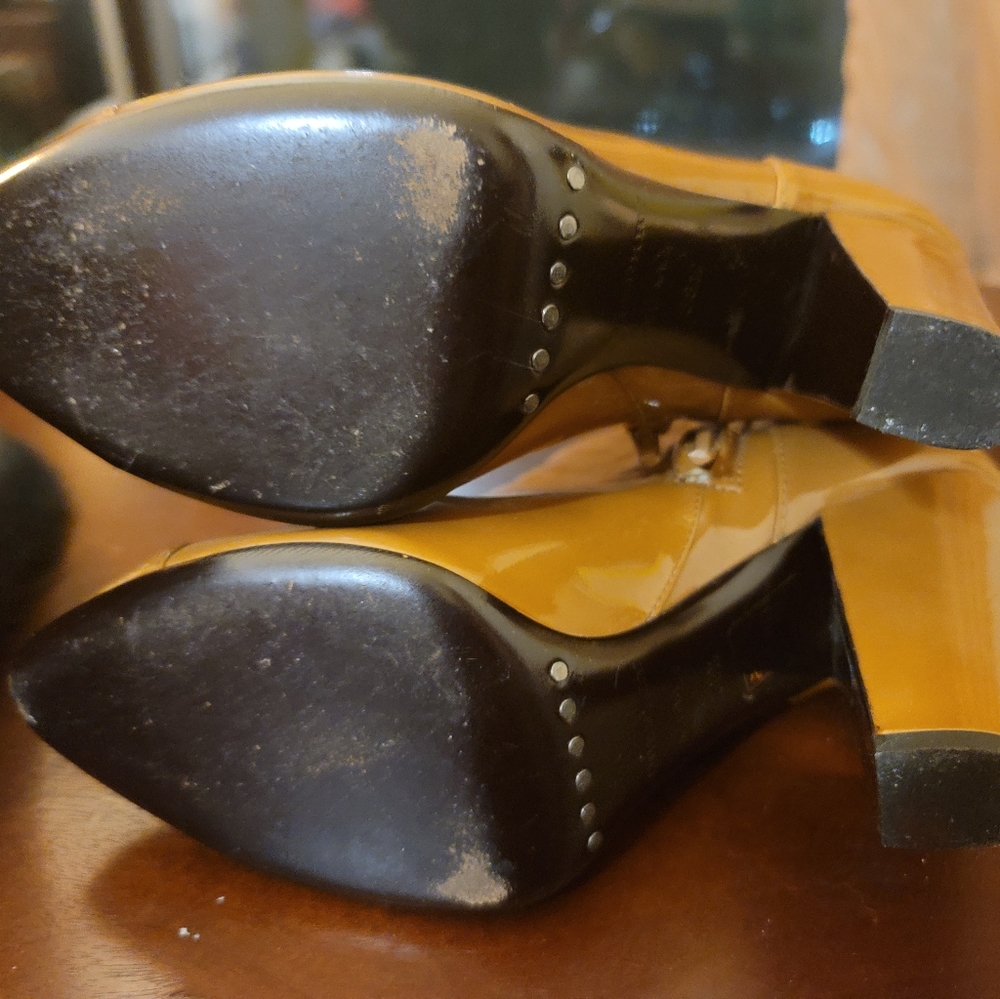 Burberry Ankle Boots Patent Brown Leather Black He - Picture 6 of 10